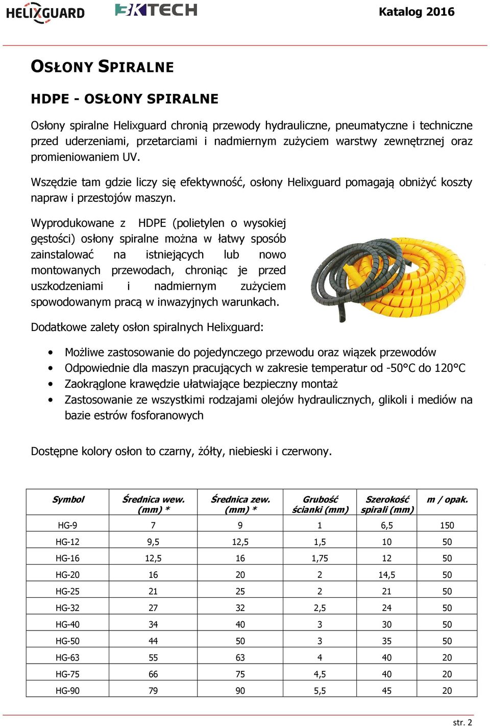 Wyprodukowane z HDPE (polietylen o wysokiej gęstości) osłony spiralne można w łatwy sposób zainstalować na istniejących lub nowo montowanych przewodach, chroniąc je przed uszkodzeniami i nadmiernym