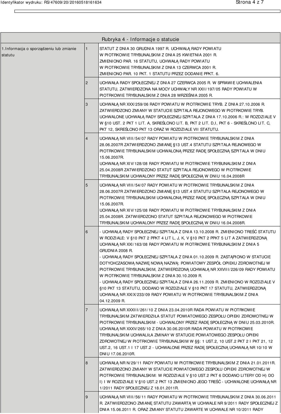 1 STATUTU PRZEZ DODANIE PPKT. 6. 2 UCHWAŁA RADY SPOŁECZNEJ Z DNIA 27 CZERWCA 2005 R.