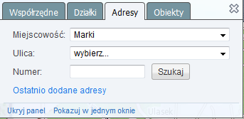 Sekcja wyszukiwania informacji W sekcji wyszukiwania znajdziemy mechanizmy do wyszukiwania w systemie miejsc, dla