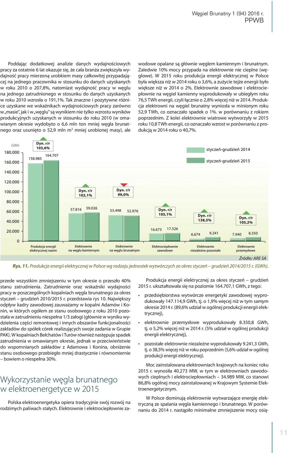 Tak znaczne i pozytywne różnice uzyskane we wskaźnikach wydajnościowych pracy zarówno w masie, jak i w węglu są wynikiem nie tylko wzrostu wyników produkcyjnych uzyskanych w stosunku do roku 2010 (w