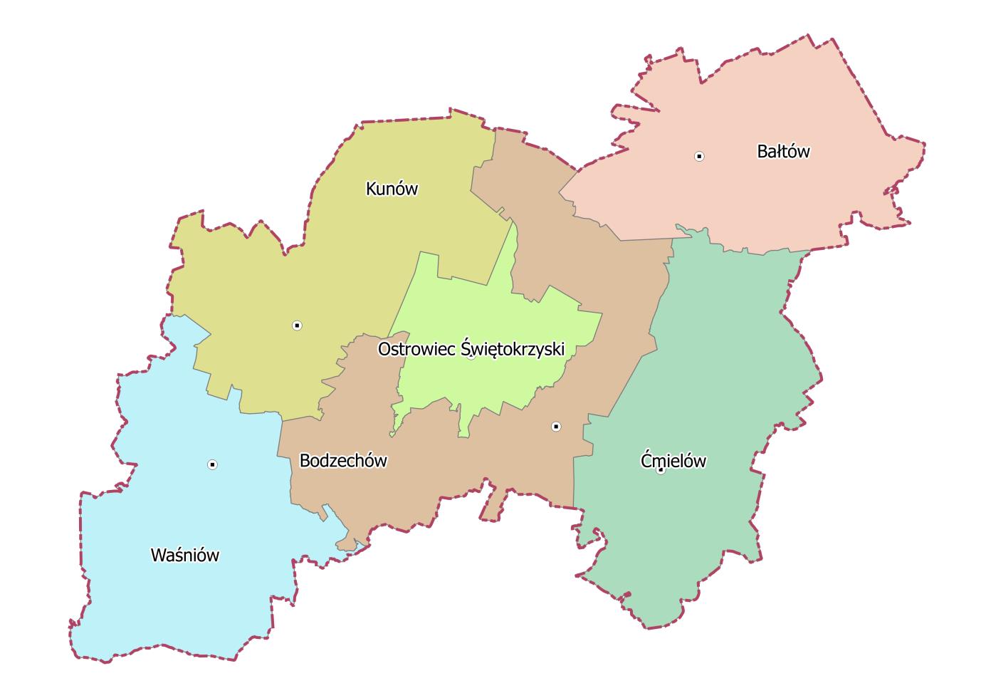 2.1 Charakterystyka jednostek administracyjnych objętych planem 2.1.1 Powiat ostrowiecki Powiat ostrowiecki położony jest w północno - wschodniej części województwa świętokrzyskiego.