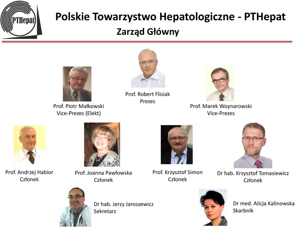 Marek Woynarowski Vice-Prezes Prof. Andrzej Habior Członek Prof.