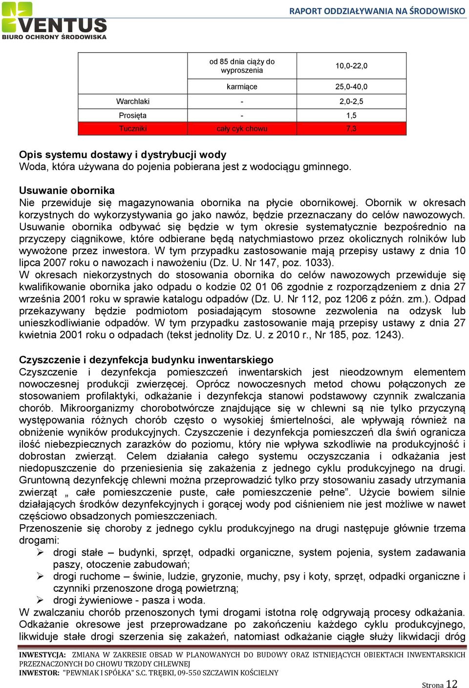 Obornik w okresach korzystnych do wykorzystywania go jako nawóz, będzie przeznaczany do celów nawozowych.