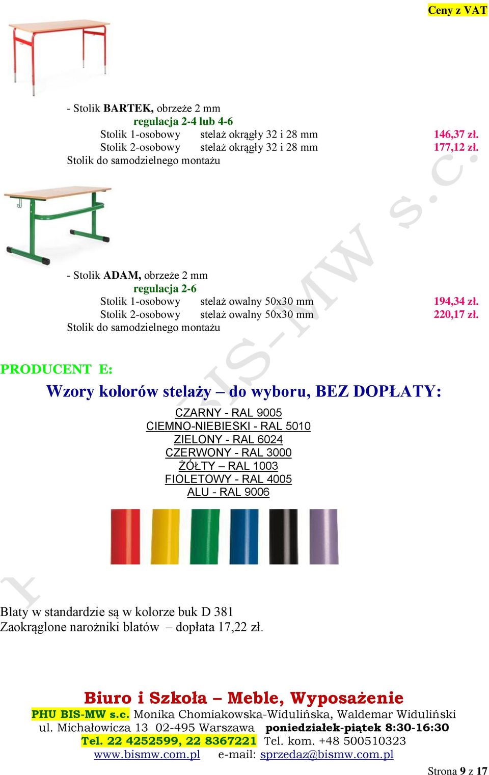 Stolik 2-osobowy stelaż owalny 50x30 mm 220,17 zł.