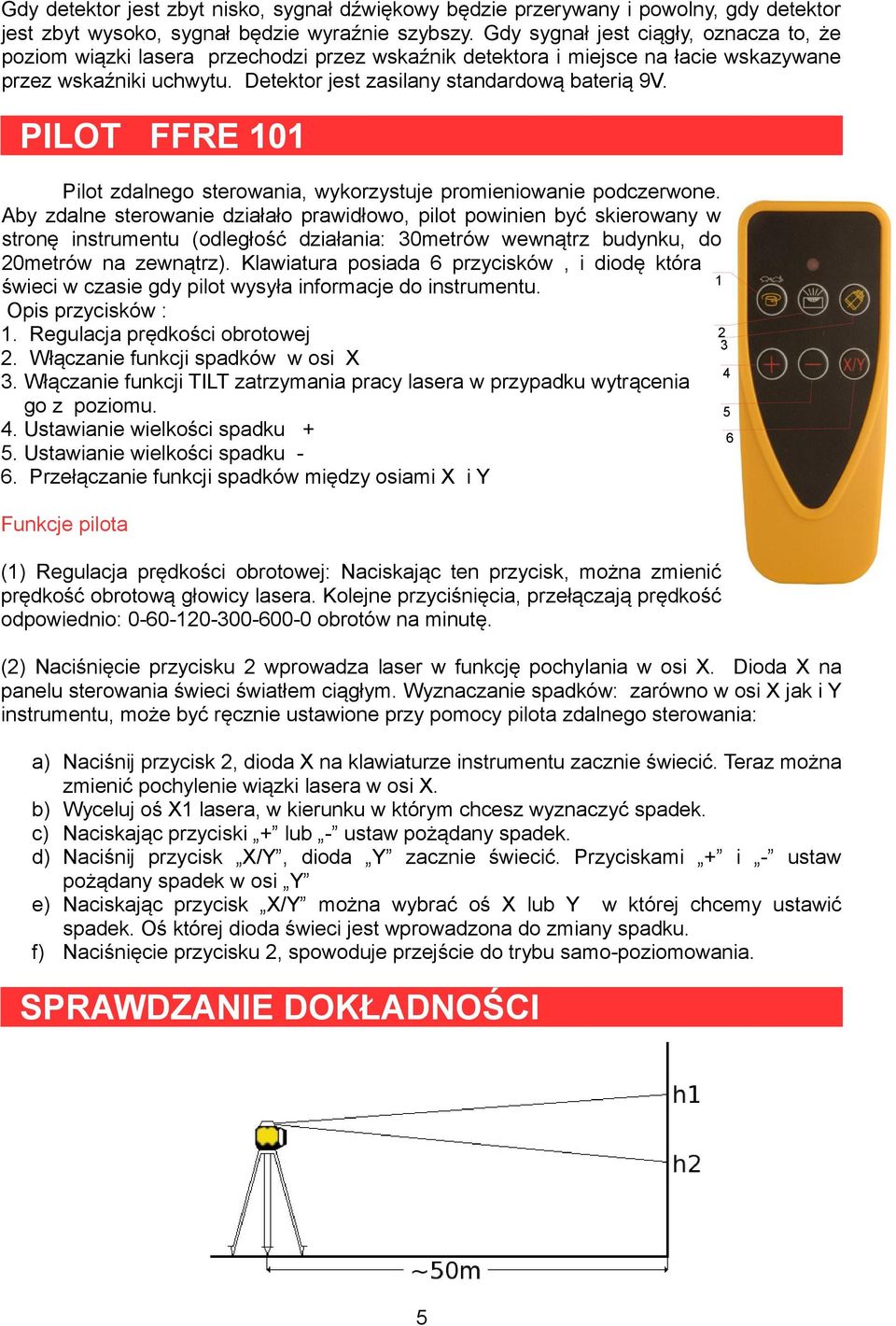 PILOT FFRE 101 Pilot zdalnego sterowania, wykorzystuje promieniowanie podczerwone.