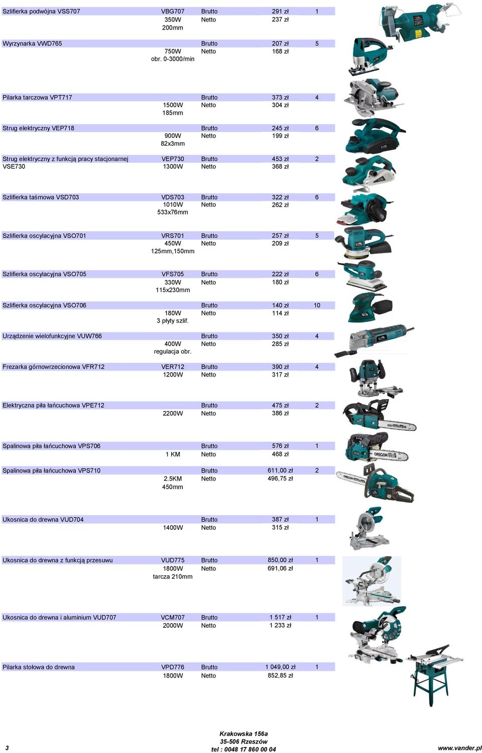 VSE730 1300W 368 zł Szlifierka taśmowa VSD703 VDS703 Brutto 322 zł 6 1010W 262 zł 533x76mm Szlifierka oscylacyjna VSO701 VRS701 Brutto 257 zł 5 450W 209 zł 125mm,150mm Szlifierka oscylacyjna VSO705