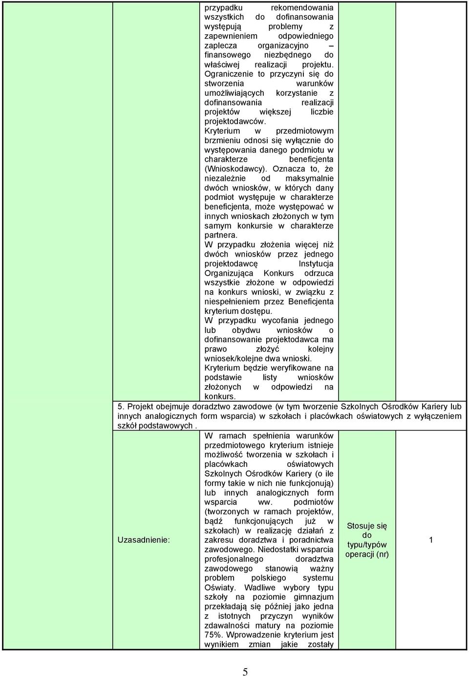 Kryterium w przedmiotowym brzmieniu odnosi się wyłącznie do występowania danego podmiotu w charakterze beneficjenta (Wnioskodawcy).