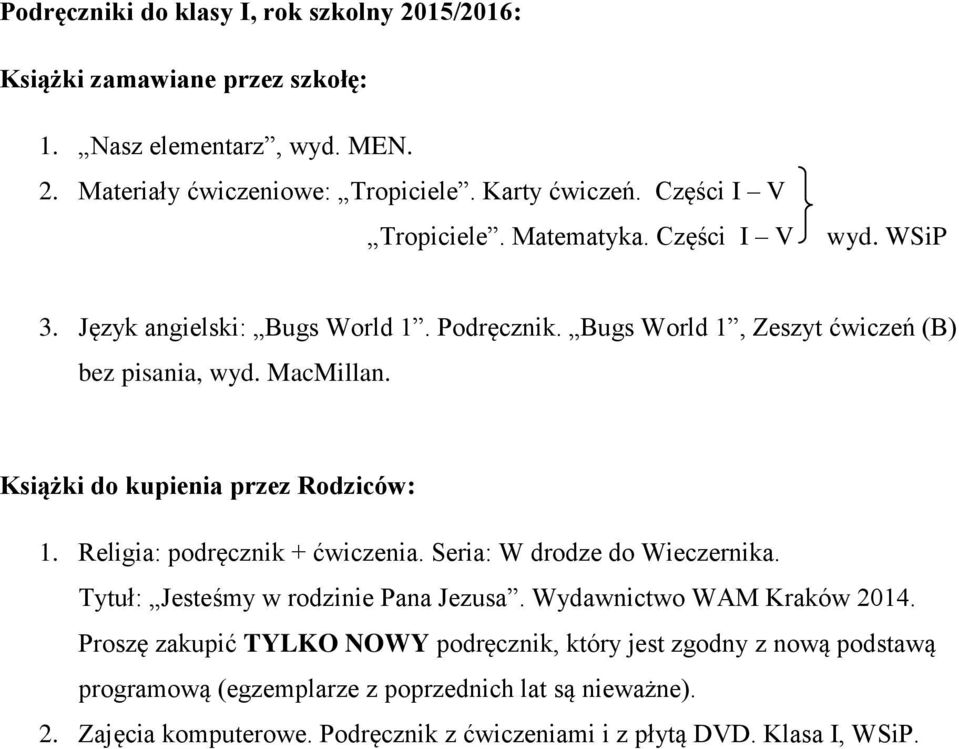 Seria: W drodze do Wieczernika. Tytuł: Jesteśmy w rodzinie Pana Jezusa. Wydawnictwo WAM Kraków 2014.