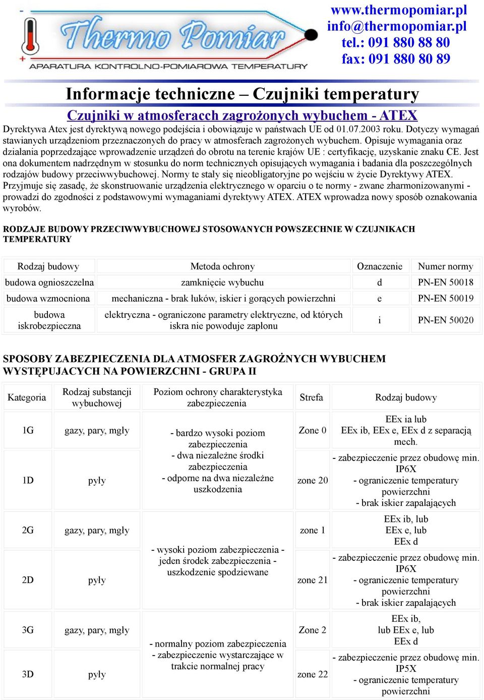 państwach UE od 01.07.2003 roku. Dotyczy wymagań stawianych urządzeniom przeznaczonych do pracy w atmosferach zagrożonych wybuchem.