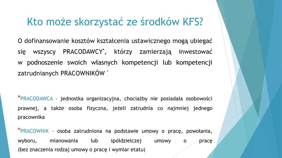 własnych kompetencji lub kompetencji zatrudnianych PRACOWNIKÓW * *PRACODAWCA jednostka organizacyjna, chociażby nie posiadała osobowości