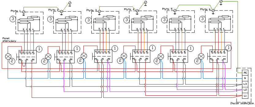 Rys.2 Schemat elektryczny taboretu elektrycznego podwójnego (TE_2) Rys.