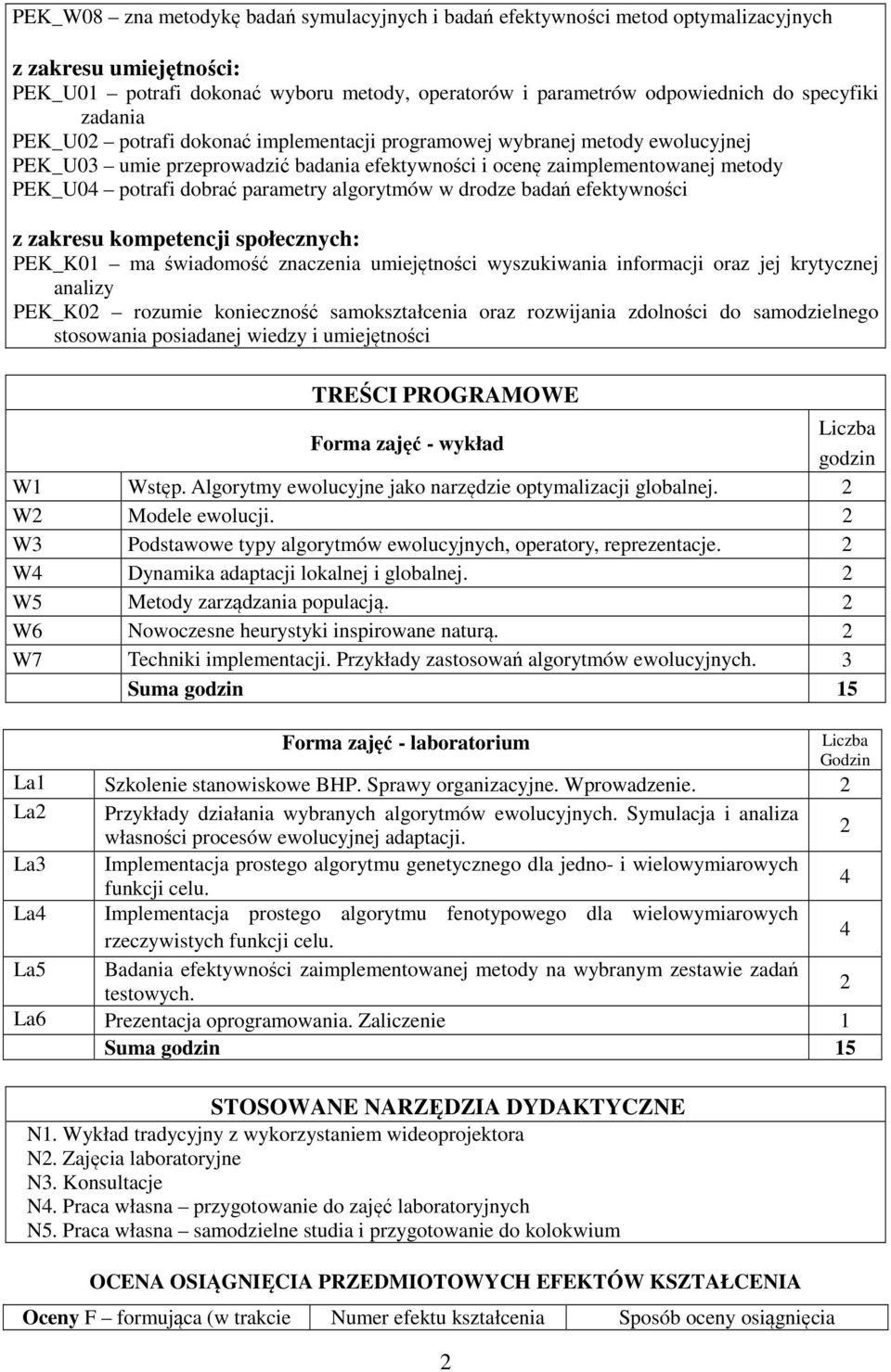 algorytmów w drodze badań efektywności z zakresu kompetencji społecznych: PEK_K01 ma świadomość znaczenia umiejętności wyszukiwania informacji oraz jej krytycznej analizy PEK_K0 rozumie konieczność