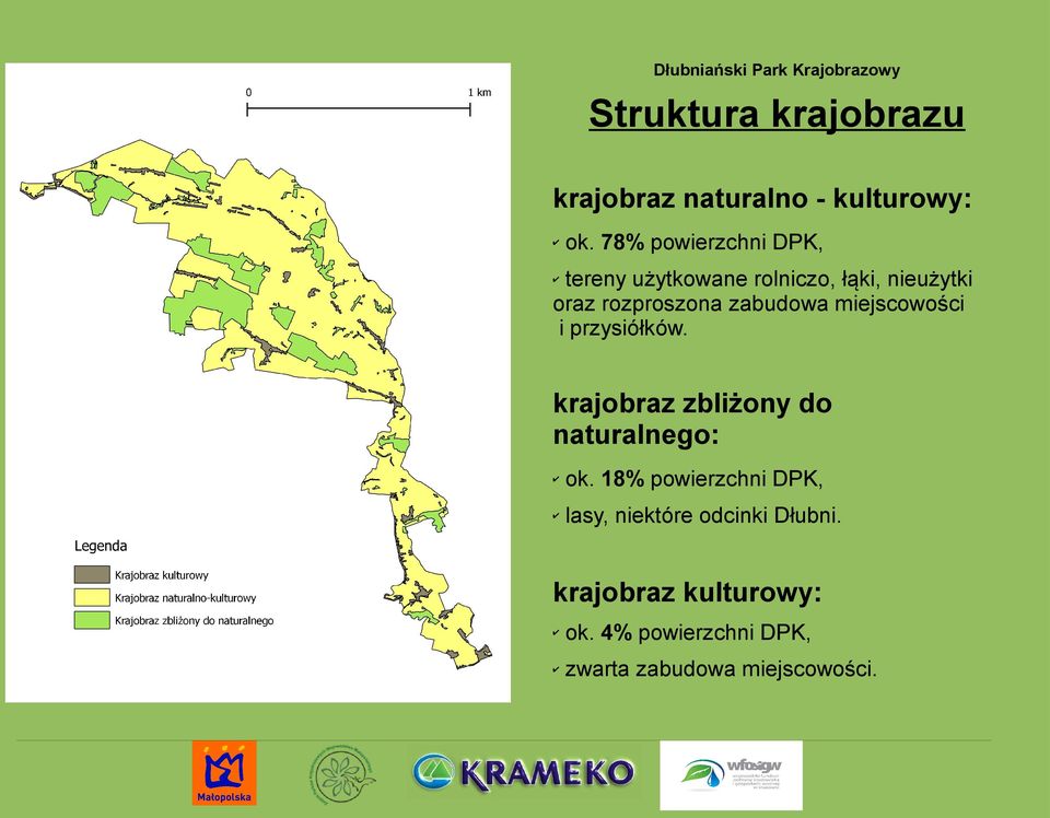 miejscowości i przysiółków. krajobraz zbliżony do naturalnego: ok.