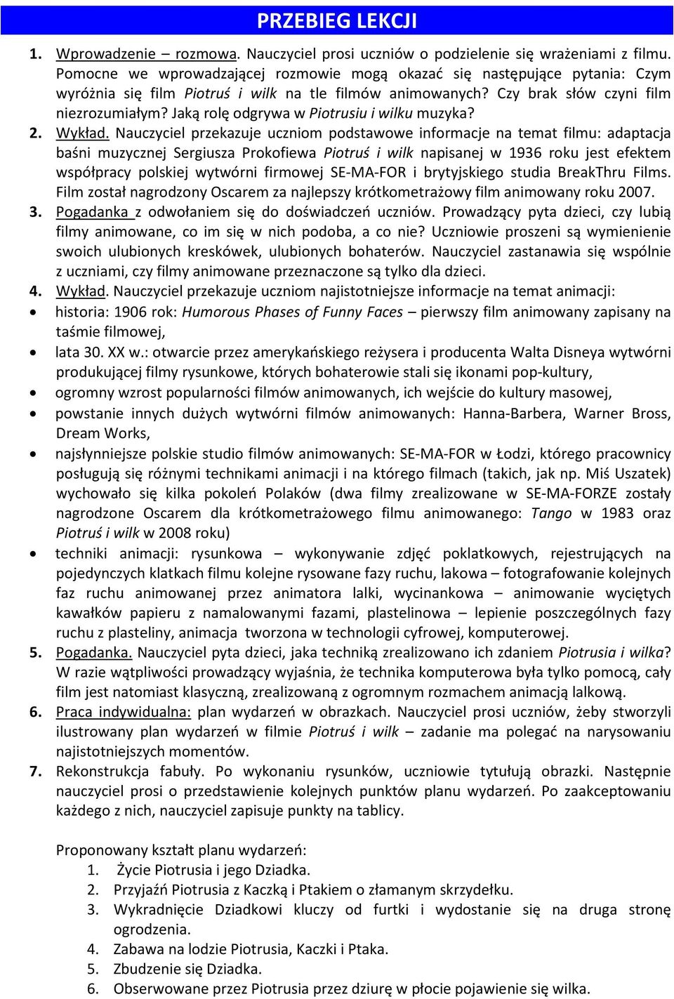 Jaką rolę odgrywa w Piotrusiu i wilku muzyka? 2. Wykład.