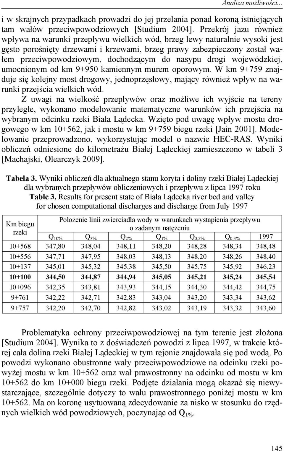 dochodzącym do nasypu drogi wojewódzkiej, umocnionym od km 9+950 kamiennym murem oporowym.