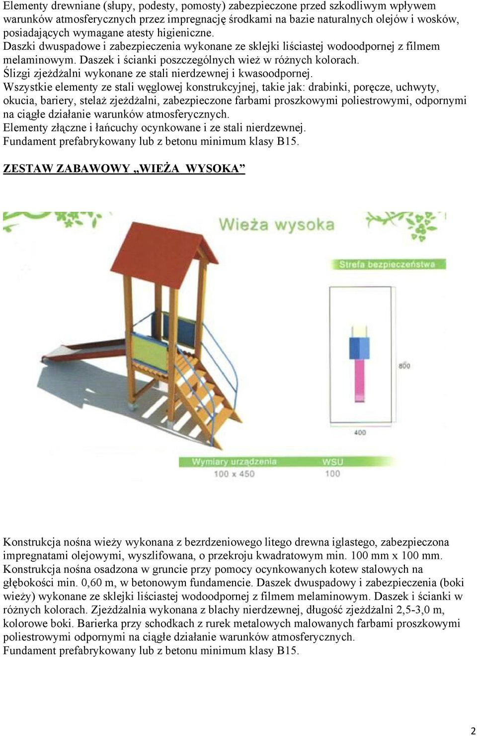 Ślizgi zjeżdżalni wykonane ze stali nierdzewnej i kwasoodpornej.