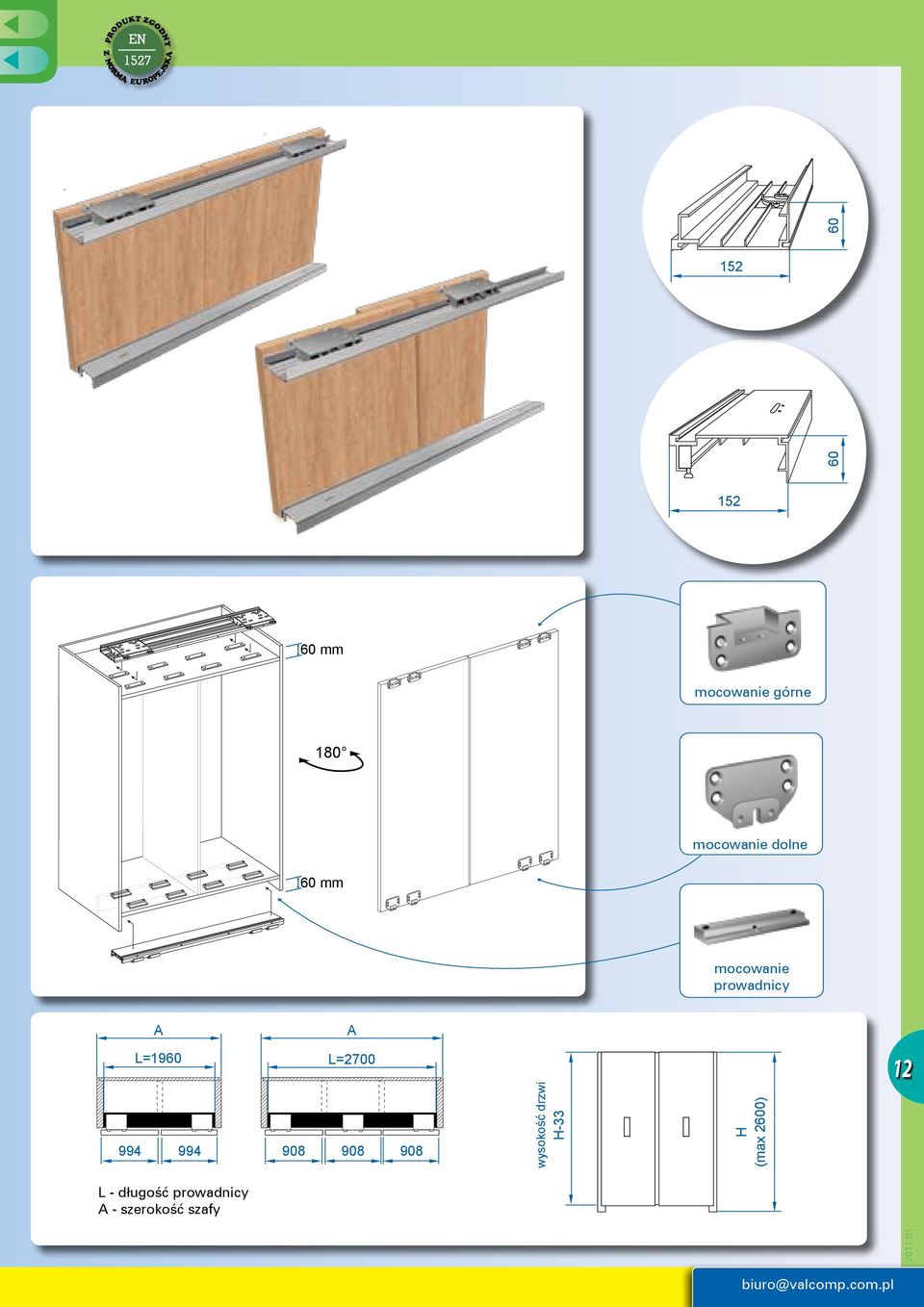 60 60 60 mm 60 mm A A L=1960 L=2700 994 994 908 908