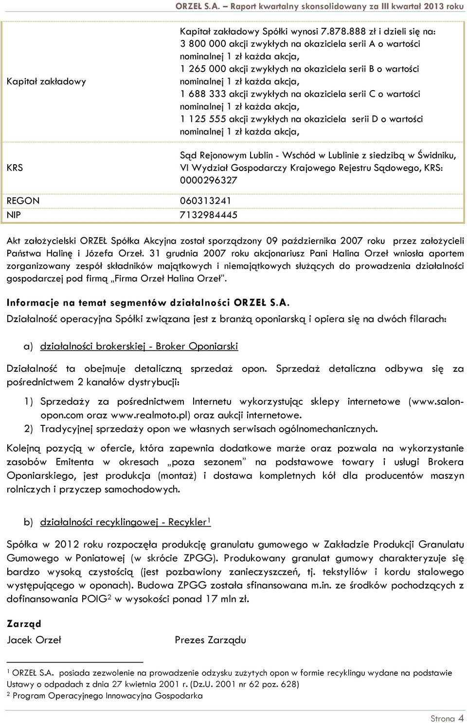 688 333 akcji zwykłych na okaziciela serii C o wartości nominalnej 1 zł każda akcja, 1 125 555 akcji zwykłych na okaziciela serii D o wartości nominalnej 1 zł każda akcja, Sąd Rejonowym Lublin -