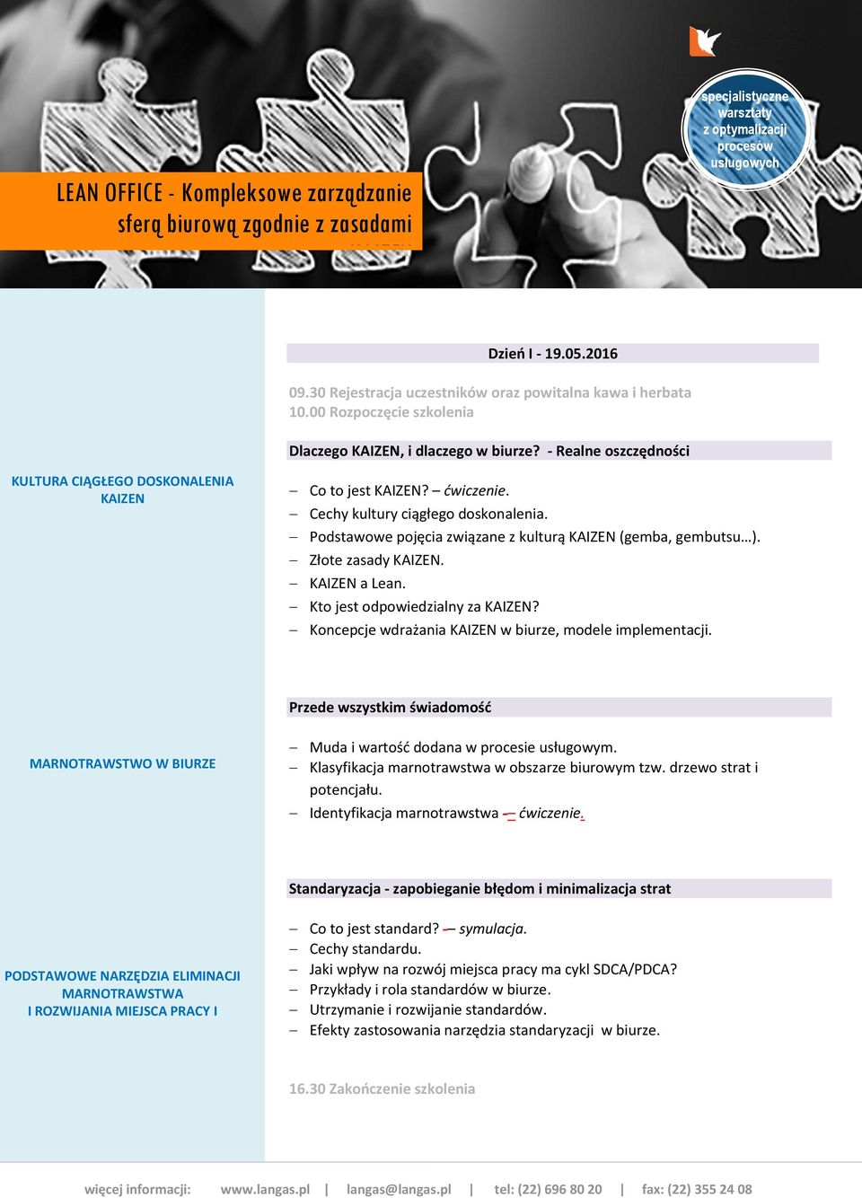 Podstawowe pojęcia związane z kulturą KAIZEN (gemba, gembutsu ). Złote zasady KAIZEN. KAIZEN a Lean. Kto jest odpowiedzialny za KAIZEN? Koncepcje wdrażania KAIZEN w biurze, modele implementacji.