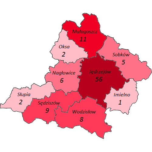 PRZESTĘPSTWA KRYMINALNE W 7 PODSTAWOWYCH KATEGORIACH KRADZIEŻ MIENIA Przestępstwa wykryte Wykrywalność Jędrzejów 26 46,5%