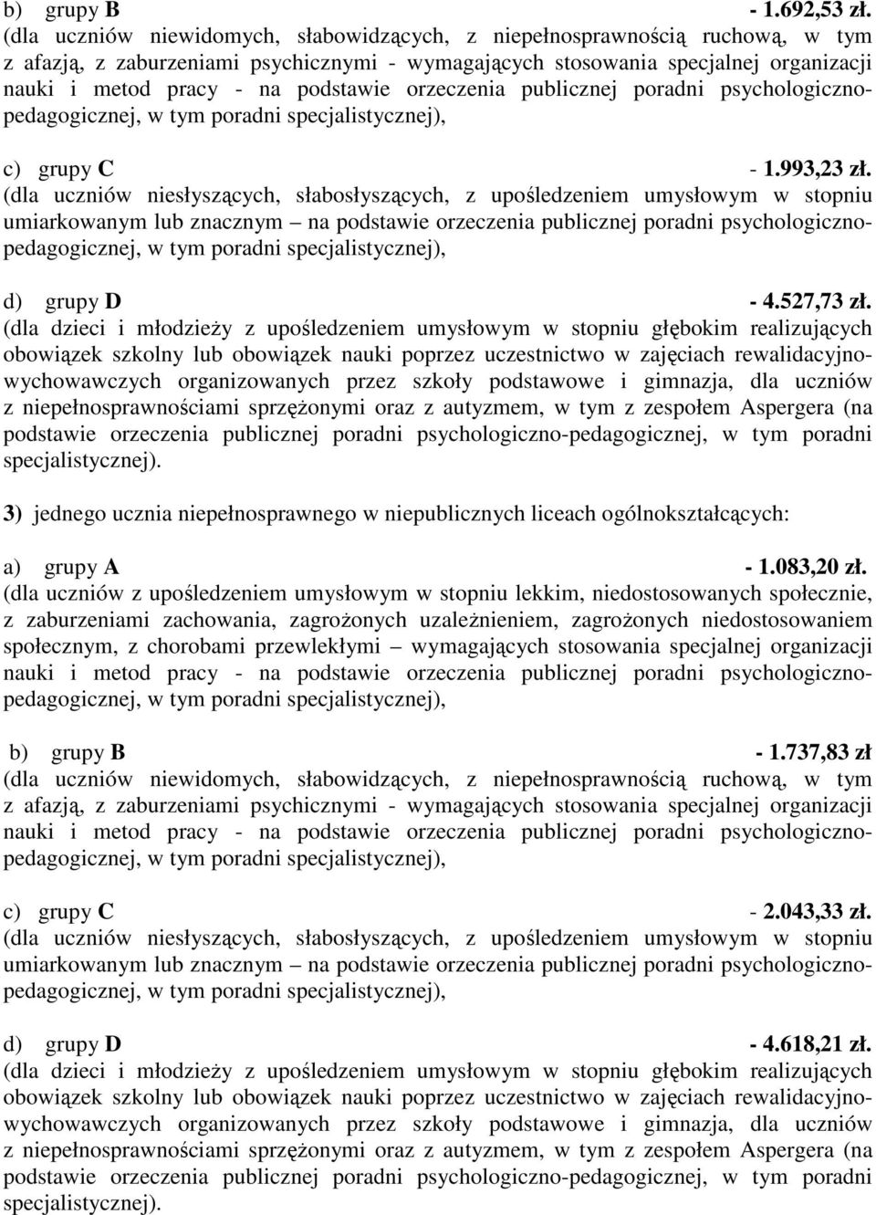 specjalnej organizacji c) grupy C - 1.993,23 zł. - 4.527,73 zł.