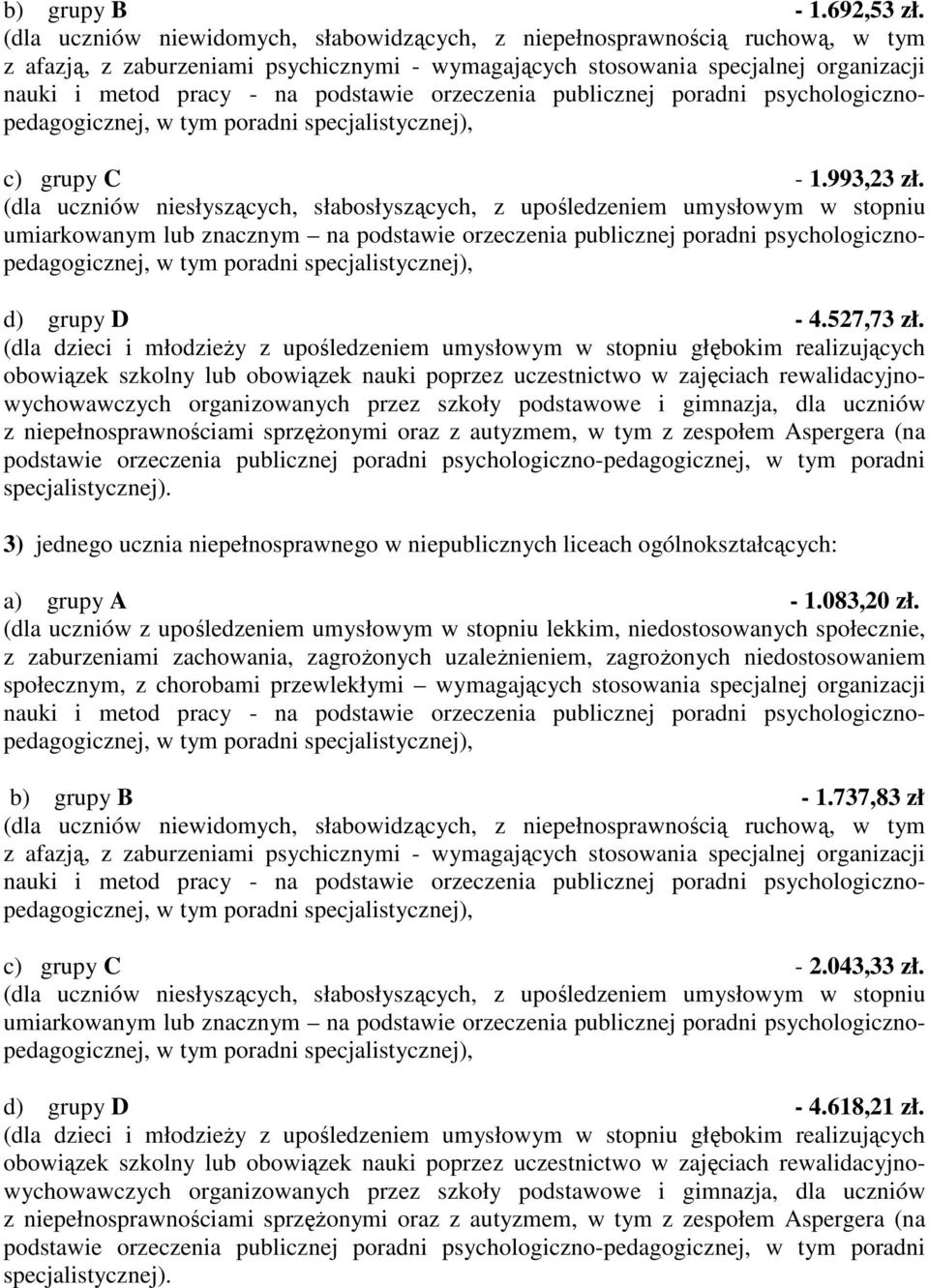 specjalnej organizacji c) grupy C - 1.993,23 zł. - 4.527,73 zł.