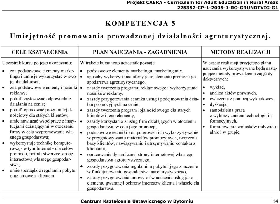 zastosować odpowiednie działania na cenie; potrafi opracować program lojalnościowy dla stałych klientów; umie nawiązać współpracę z instytucjami działającymi w otoczeniu firmy w celu wypromowania
