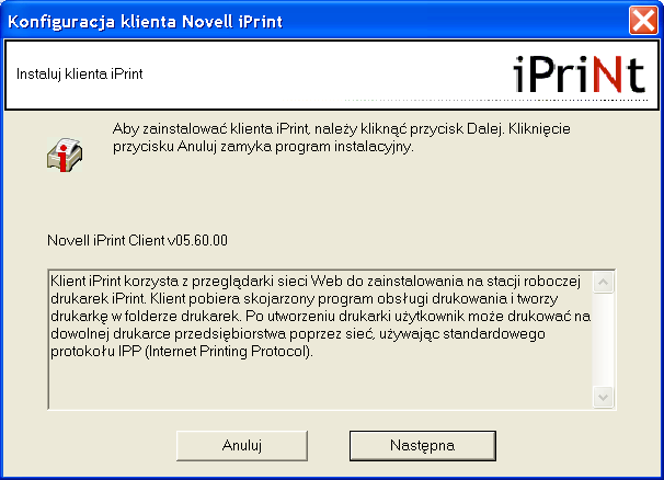 3. Integracja systemu operacyjnego Windows z usługą drukowania sieciowego iprint W celu