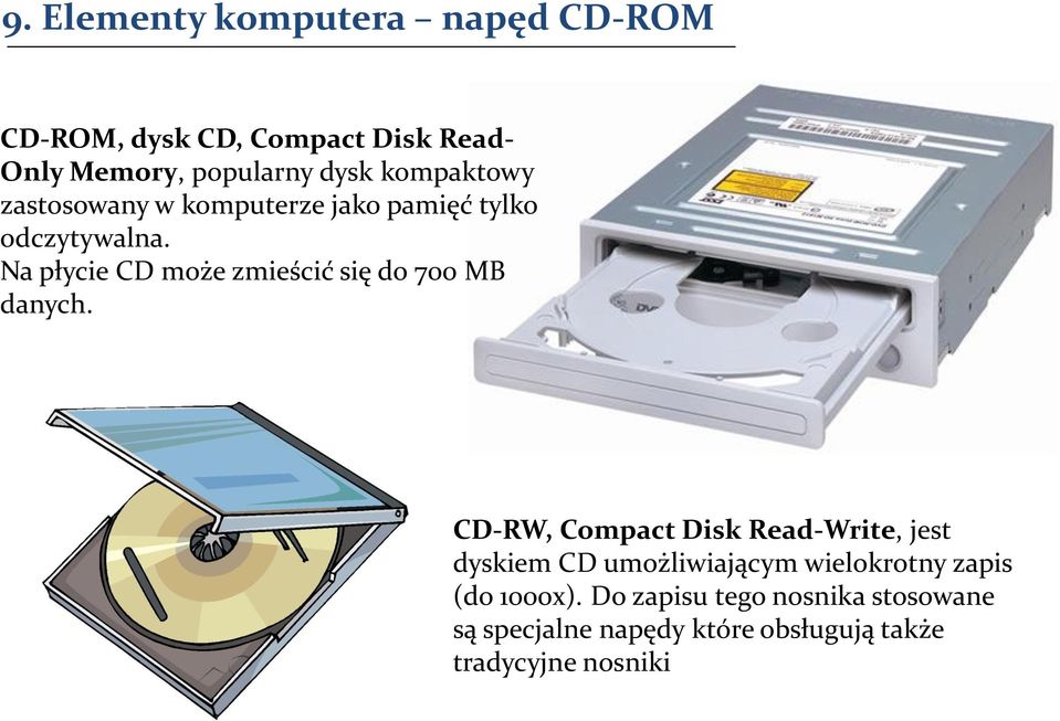 Na płycie CD może zmieścić się do 700 MB danych.