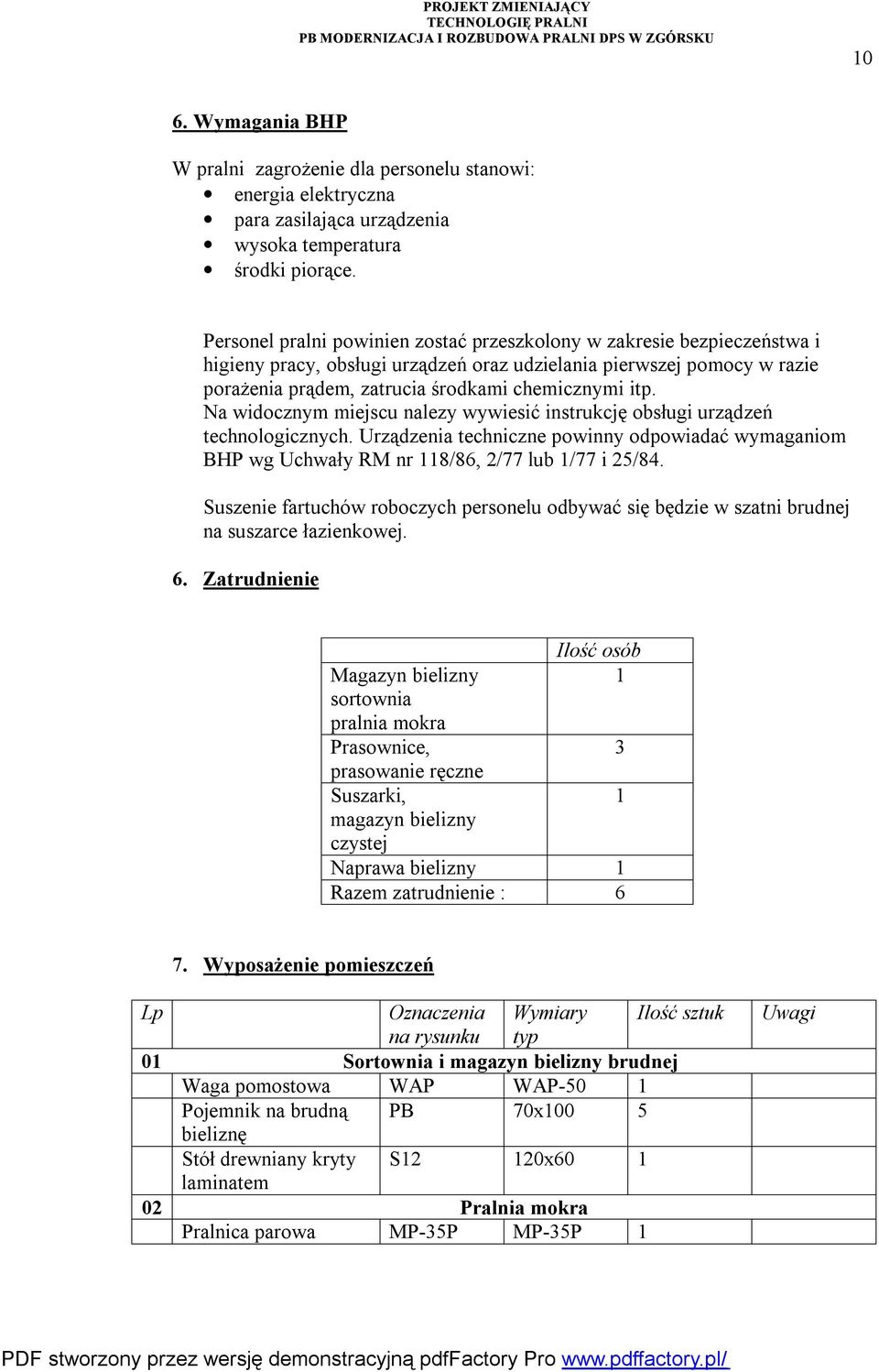 Na widocznym miejscu nalezy wywiesić instrukcję obsługi urządzeń technologicznych. Urządzenia techniczne powinny odpowiadać wymaganiom BHP wg Uchwały RM nr 118/86, 2/77 lub 1/77 i 25/84.