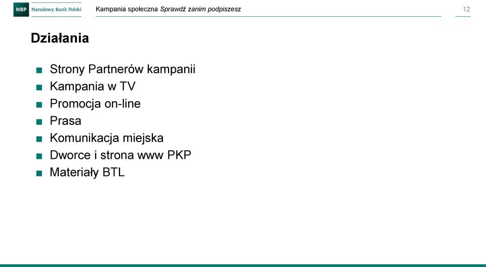 Kampania w TV Promocja on-line Prasa