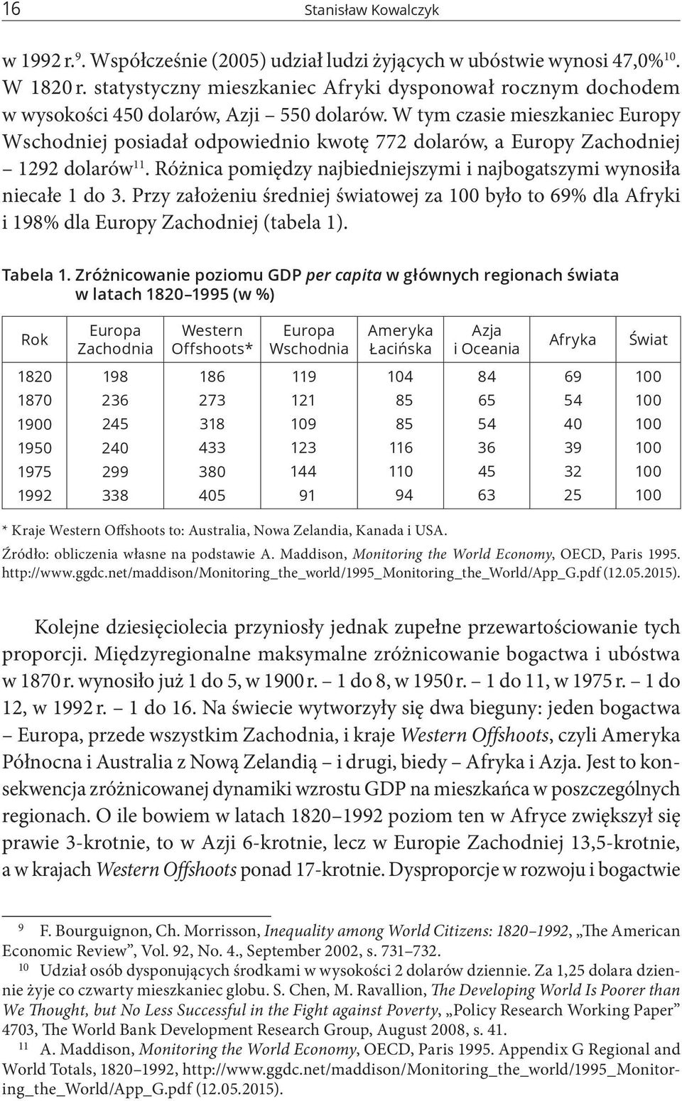 W tym czasie mieszkaniec Europy Wschodniej posiadał odpowiednio kwotę 772 dolarów, a Europy Zachodniej 1292 dolarów 11. Różnica pomiędzy najbiedniejszymi i najbogatszymi wynosiła niecałe 1 do 3.