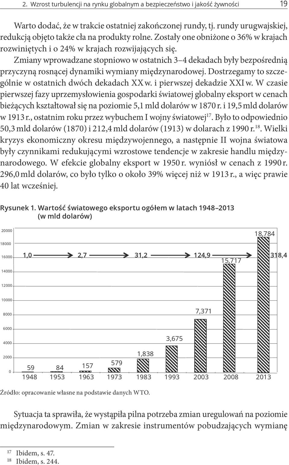 Zmiany wprowadzane stopniowo w ostatnich 3 4 dekadach były bezpośrednią przyczyną rosnącej dynamiki wymiany międzynarodowej. Dostrzegamy to szczególnie w ostatnich dwóch dekadach XX w.