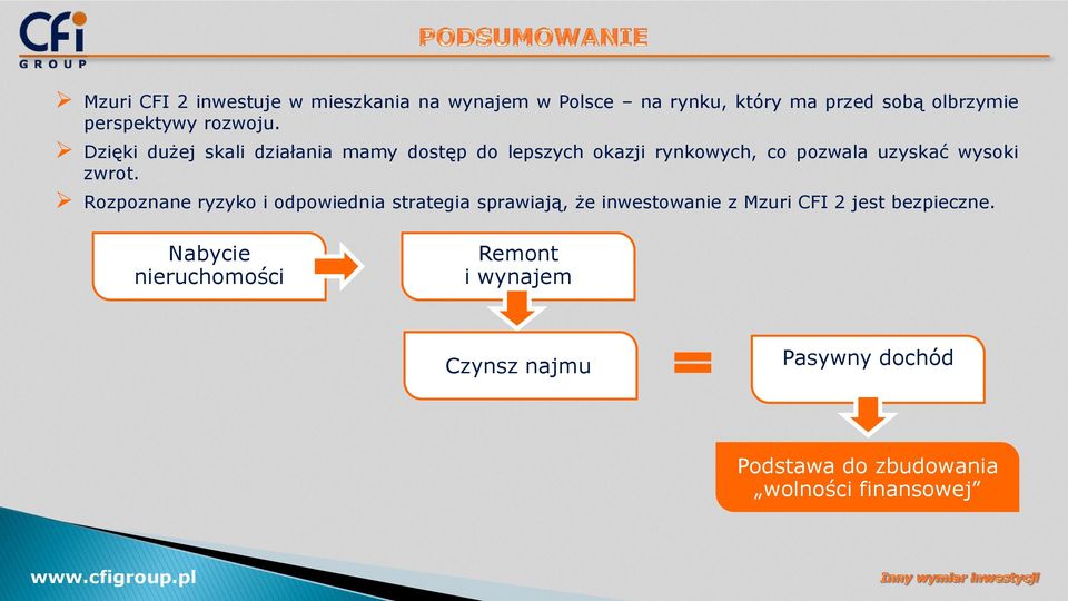 Dzięki dużej skali działania mamy dostęp do lepszych okazji rynkowych, co pozwala uzyskać wysoki zwrot.