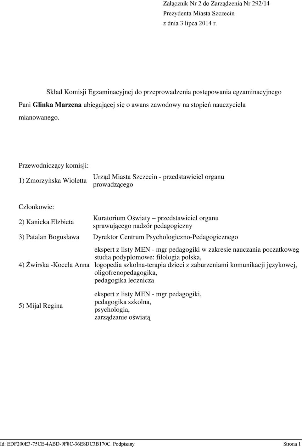 Zmorzyńska Wioletta 3) Patalan Bogusława Dyrektor Centrum