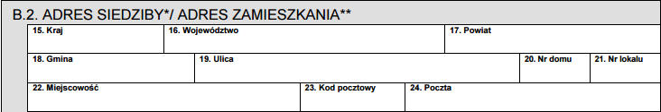 Deklaracja VAT-R: B. Dane podatnika Część B przeznaczona jest do wypełnienia danych podatnika.