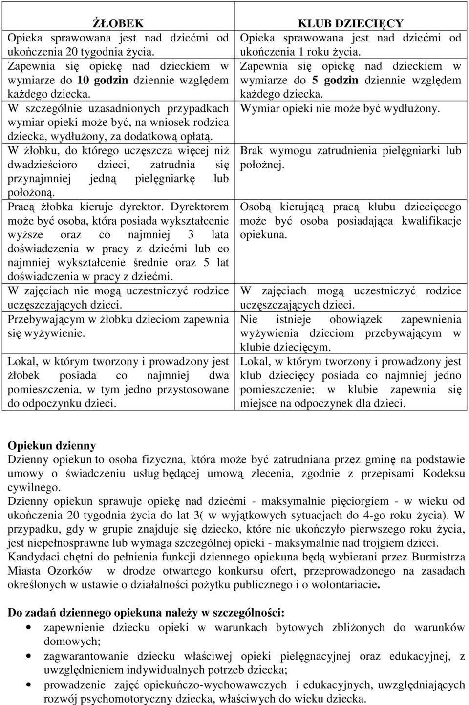 W żłobku, do którego uczęszcza więcej niż dwadzieścioro dzieci, zatrudnia się przynajmniej jedną pielęgniarkę lub położoną. Pracą żłobka kieruje dyrektor.