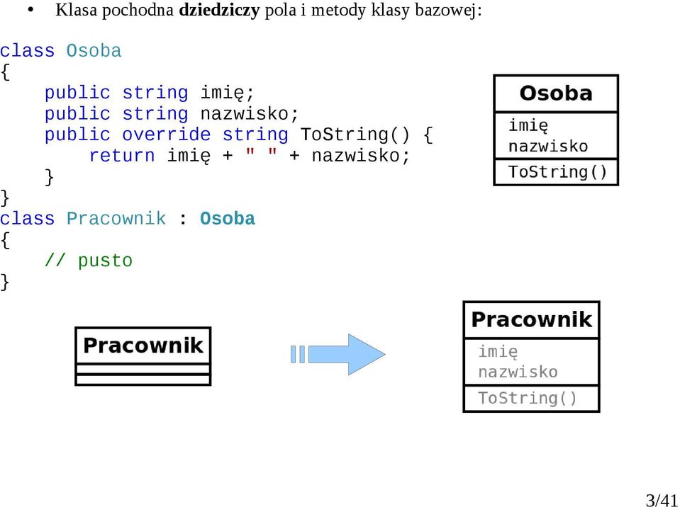 string nazwisko; public override string ToString()