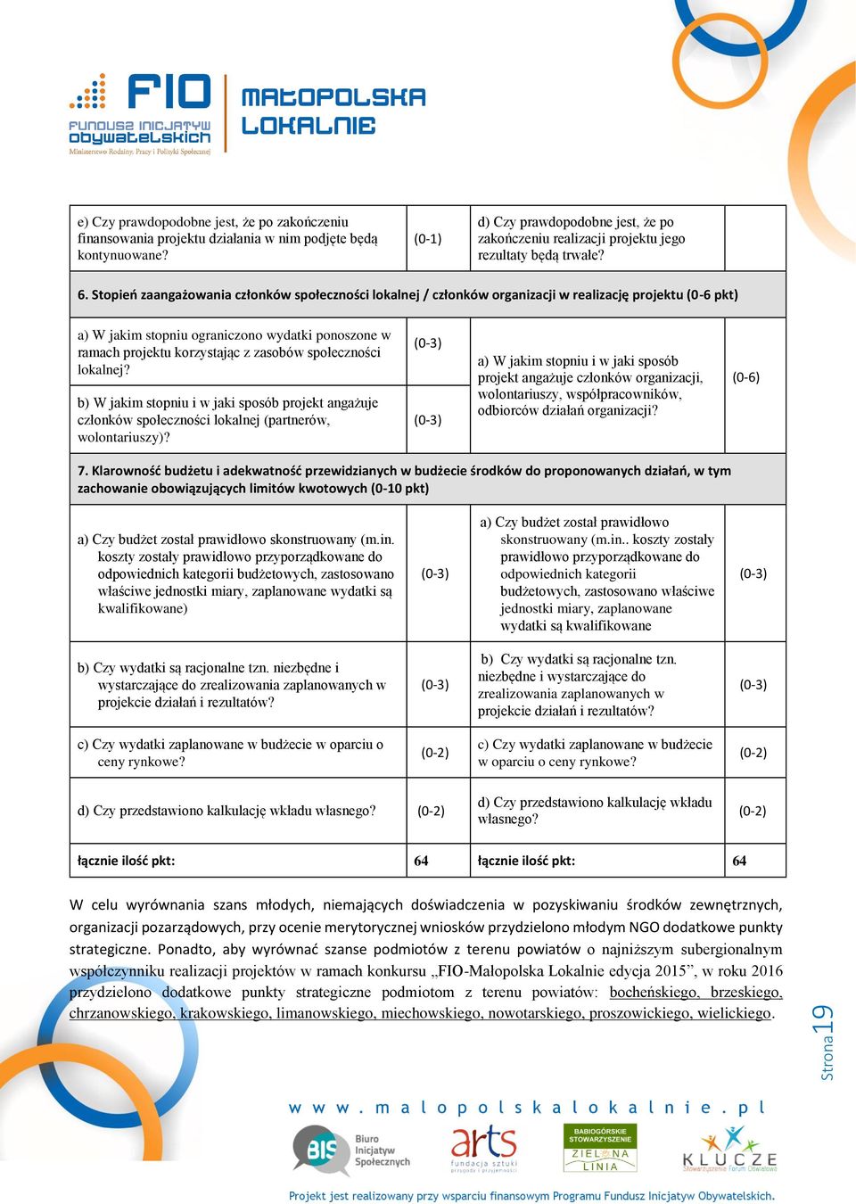 Stopień zaangażowania członków społeczności lokalnej / członków organizacji w realizację projektu (0-6 pkt) a) W jakim stopniu ograniczono wydatki ponoszone w ramach projektu korzystając z zasobów