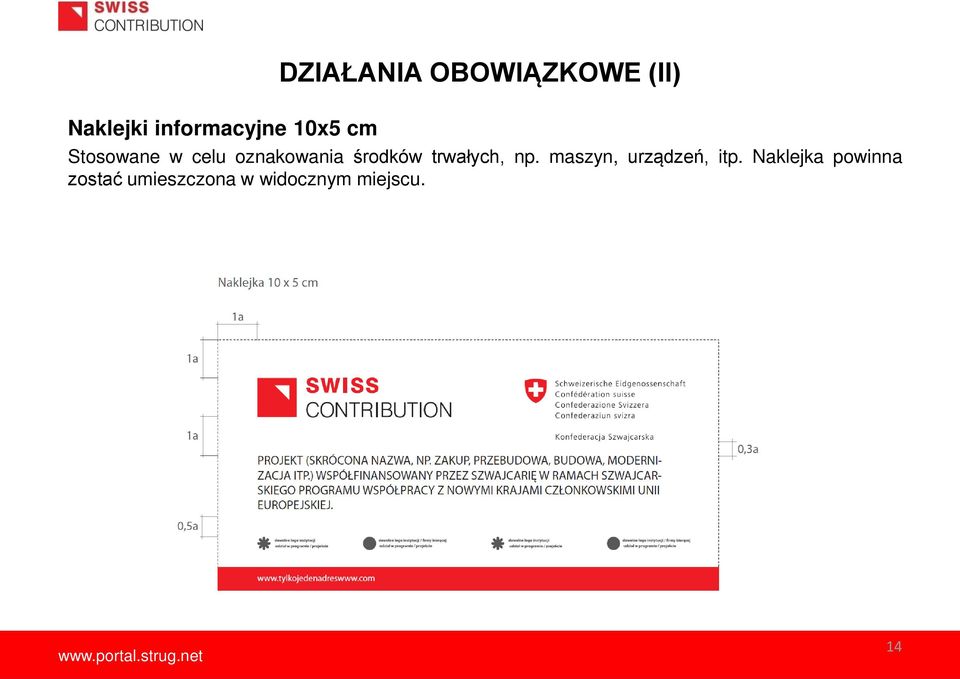 oznakowania środków trwałych, np.