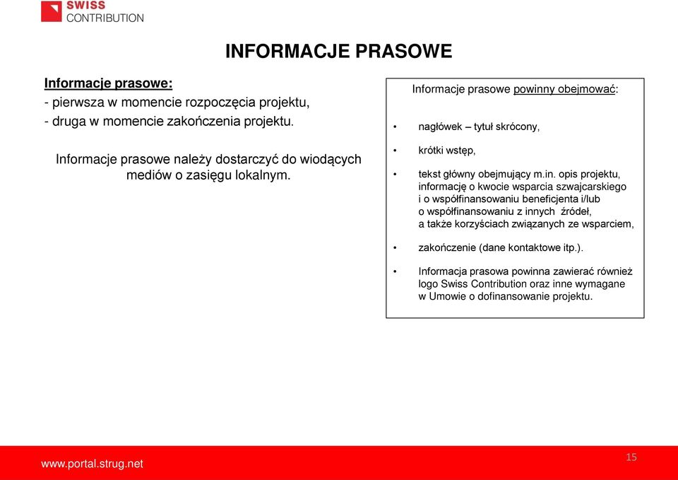 Informacje prasowe powinn