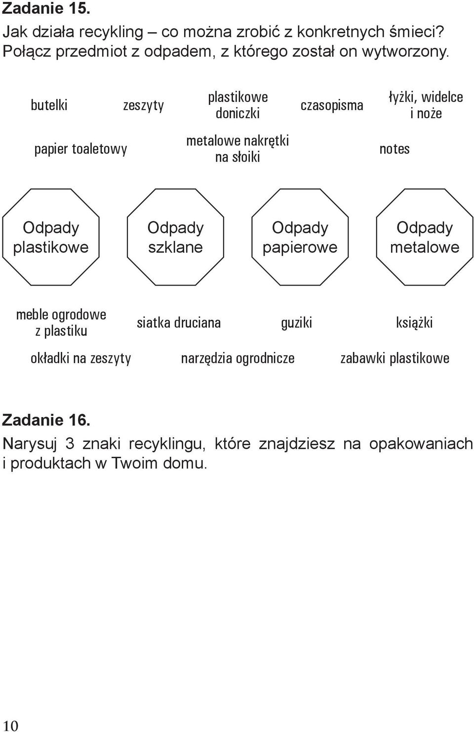 plastikowe Odpady szklane Odpady papierowe Odpady metalowe meble ogrodowe z plastiku siatka druciana guziki książki okładki na