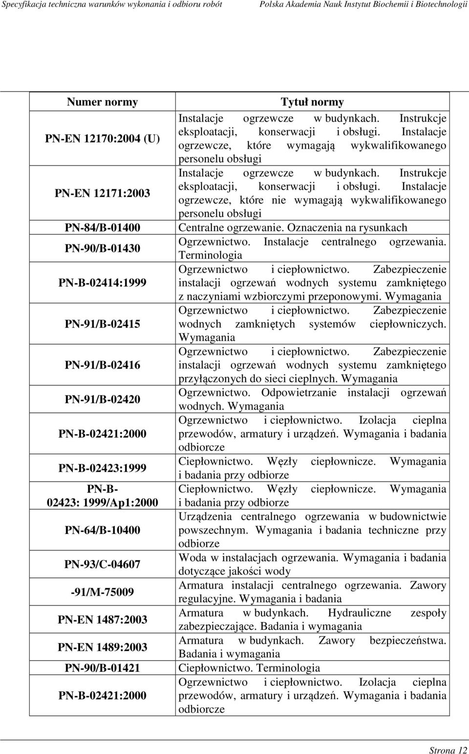 Instalacje ogrzewcze, które wymagają wykwalifikowanego personelu obsługi Instalacje ogrzewcze w budynkach. Instrukcje eksploatacji, konserwacji i obsługi.