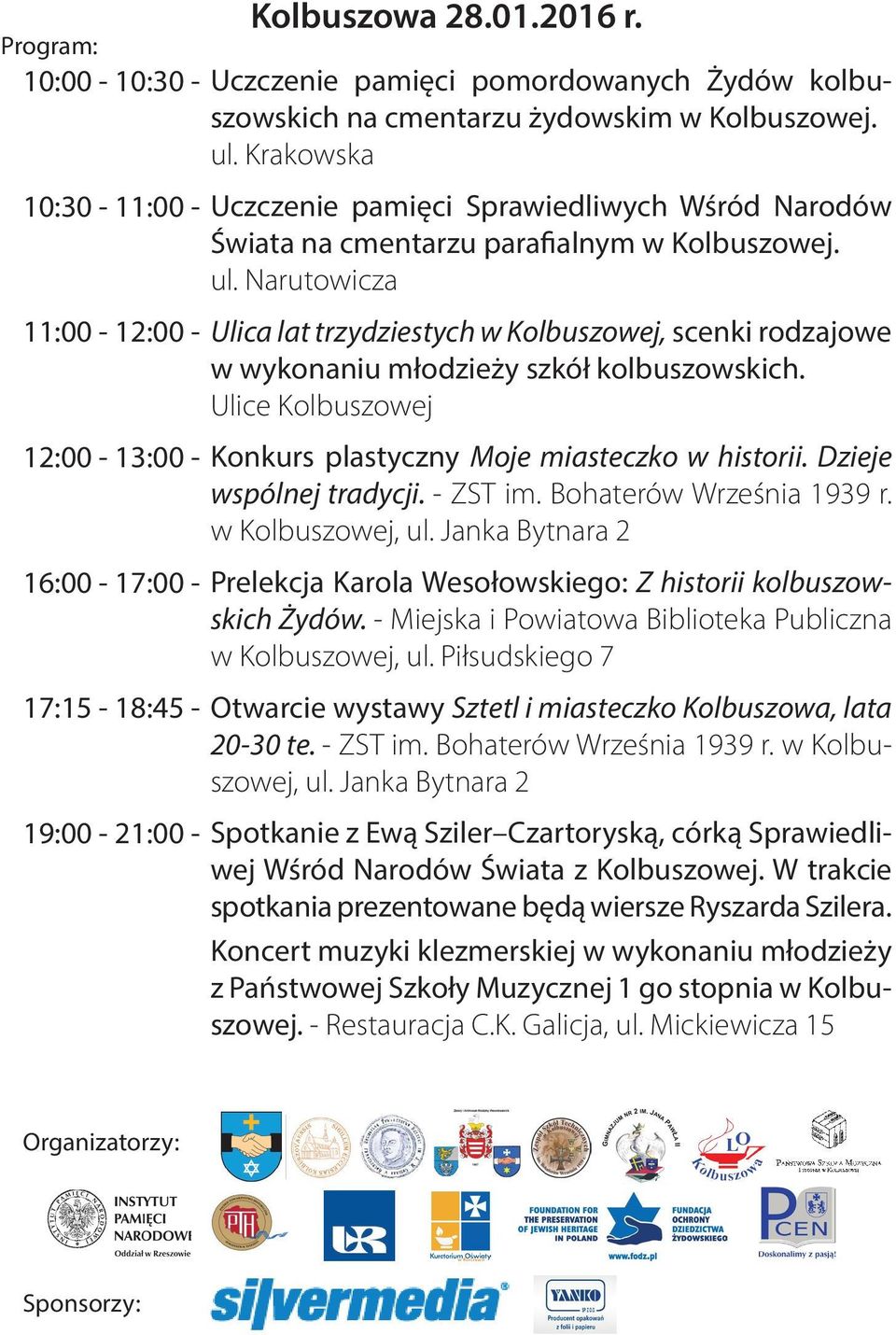 Narutowicza Ulica lat trzydziestych w Kolbuszowej, scenki rodzajowe w wykonaniu młodzieży szkół kolbuszowskich. Ulice Kolbuszowej Konkurs plastyczny Moje miasteczko w historii.