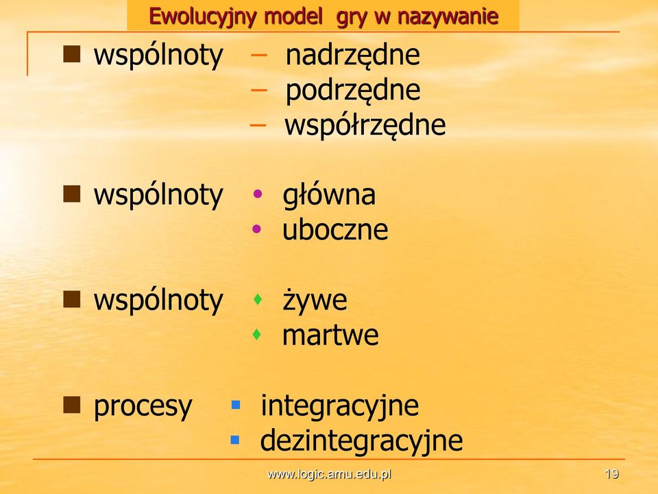 główna uboczne wspólnoty żywe martwe procesy