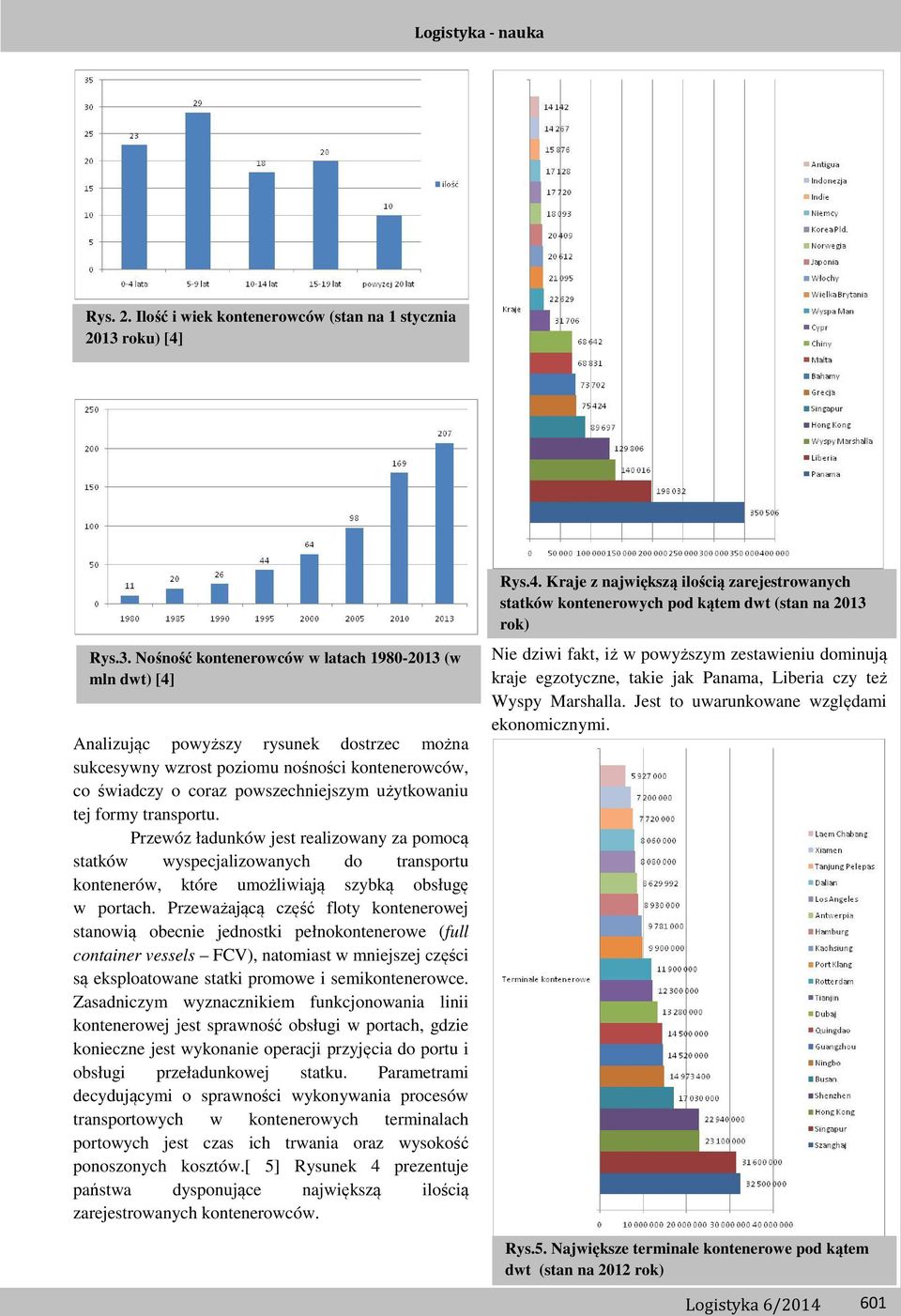 Nośność kontenerowców w latach 1980-2013 (w mln dwt) [4] Analizując powyższy rysunek dostrzec można sukcesywny wzrost poziomu nośności kontenerowców, co świadczy o coraz powszechniejszym użytkowaniu