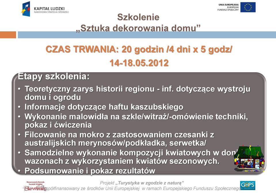 dotyczące wystroju domu i ogrodu Informacje dotyczące haftu kaszubskiego Wykonanie malowidła na szkle/witraż/-omówienie techniki,