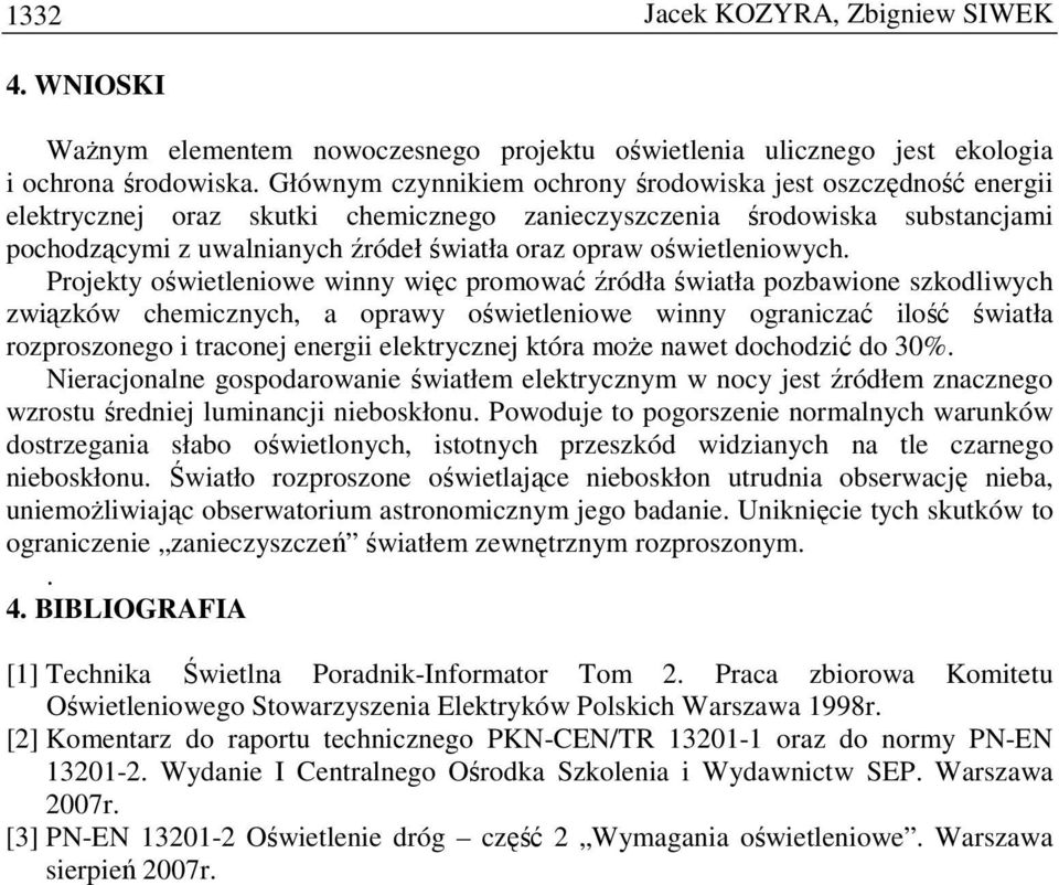 oświetleniowych.