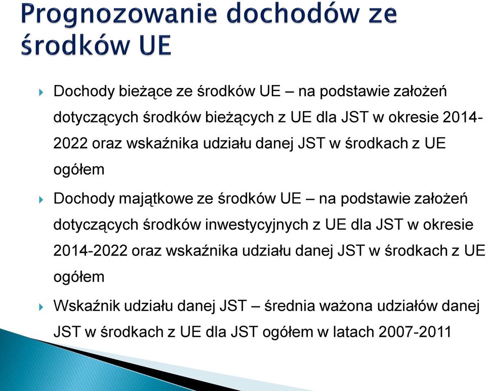 dotyczących środków inwestycyjnych z UE dla JST w okresie 2014-2022 oraz wskaźnika udziału danej JST w środkach z