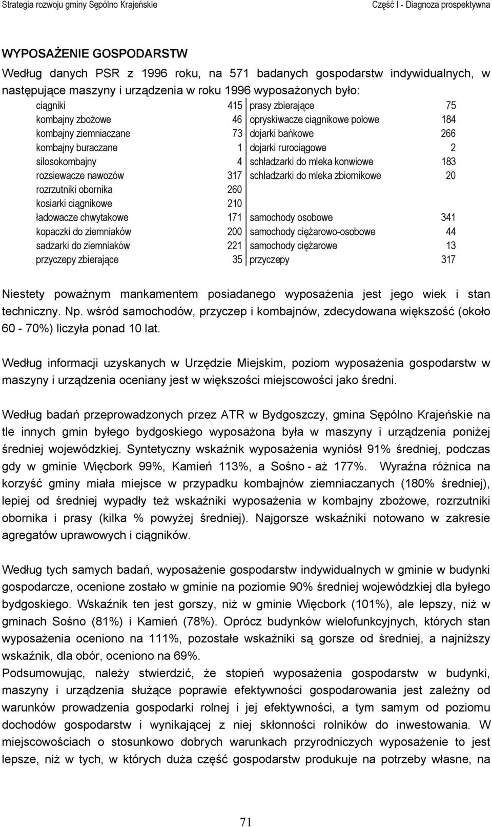 rozsiewacze nawozów 317 schładzarki do mleka zbiornikowe 20 rozrzutniki obornika 260 kosiarki ciągnikowe 210 ładowacze chwytakowe 171 samochody osobowe 341 kopaczki do ziemniaków 200 samochody